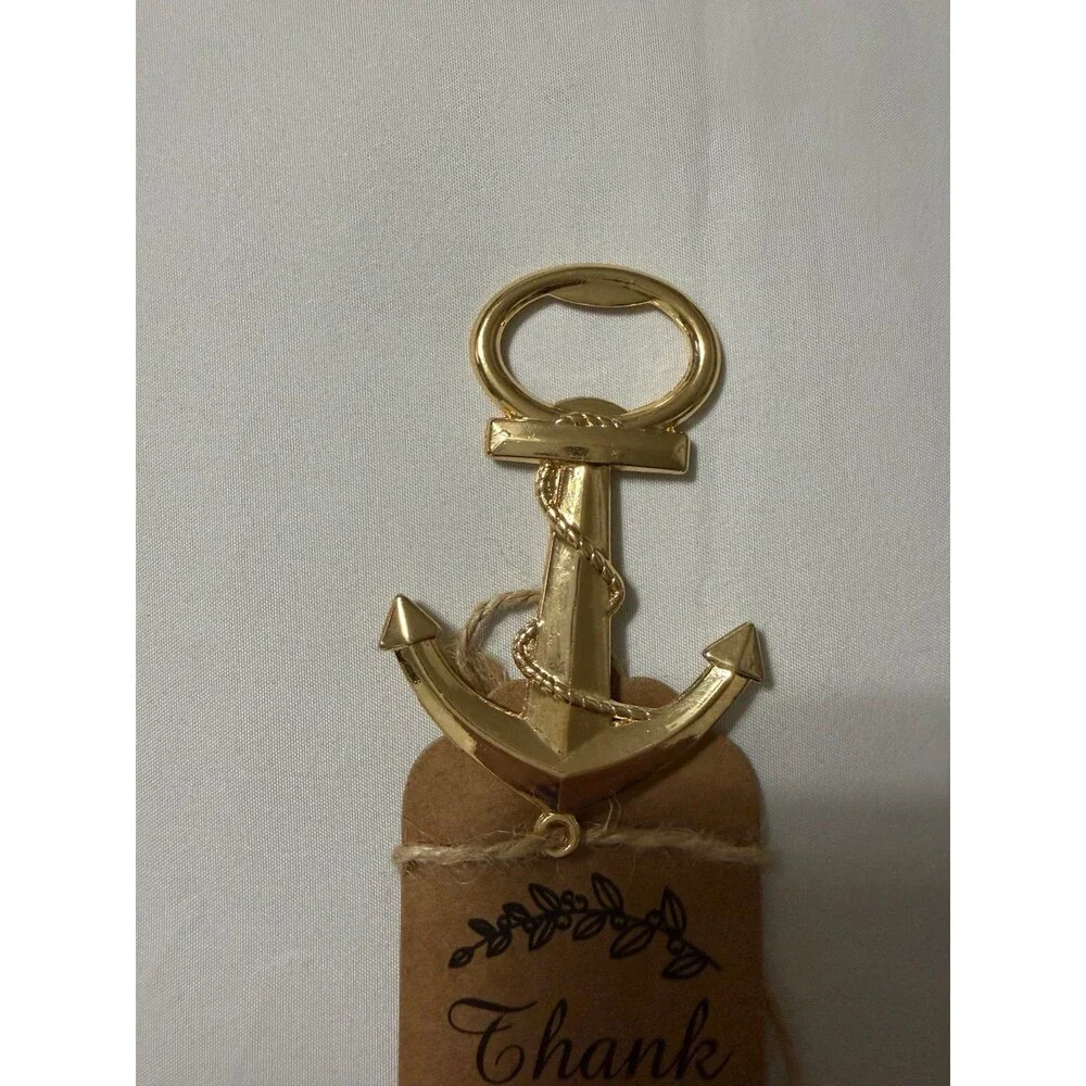 Gold Anchor Bottle Opener Wedding Favor – Nautical Thank You Party Gift